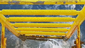 Yellow Anti-Slip Rung cover on yellow metal ladder