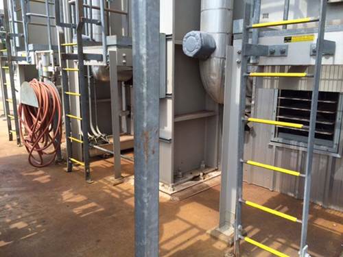 Yellow Rung covers on metal ladders