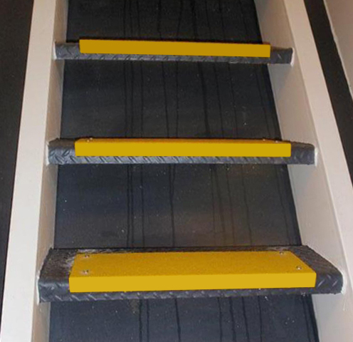 Yellow Anti-slip Step covers on steps