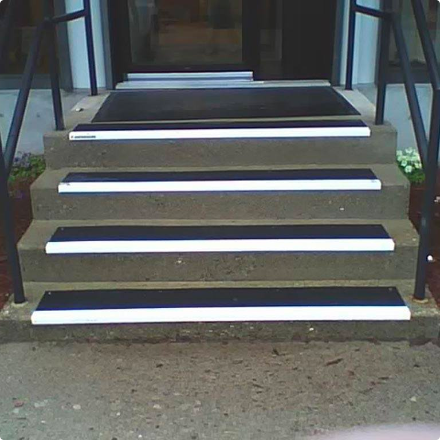 Placement Area black and white anti-slip step covers on steps